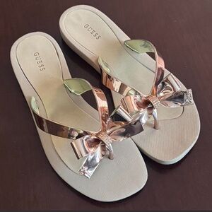 GUESS Women's Rose Gold Bow Sandals